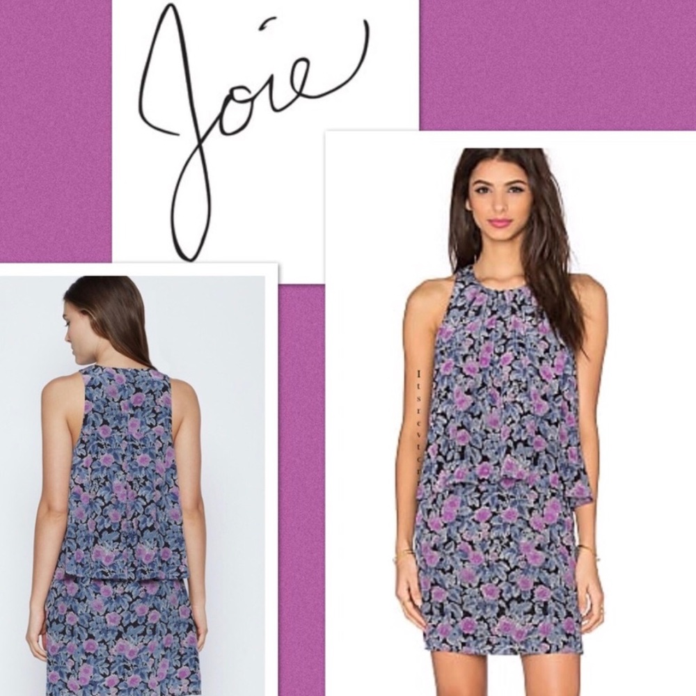 Joie Sz Large Everla Silk Floral Dress